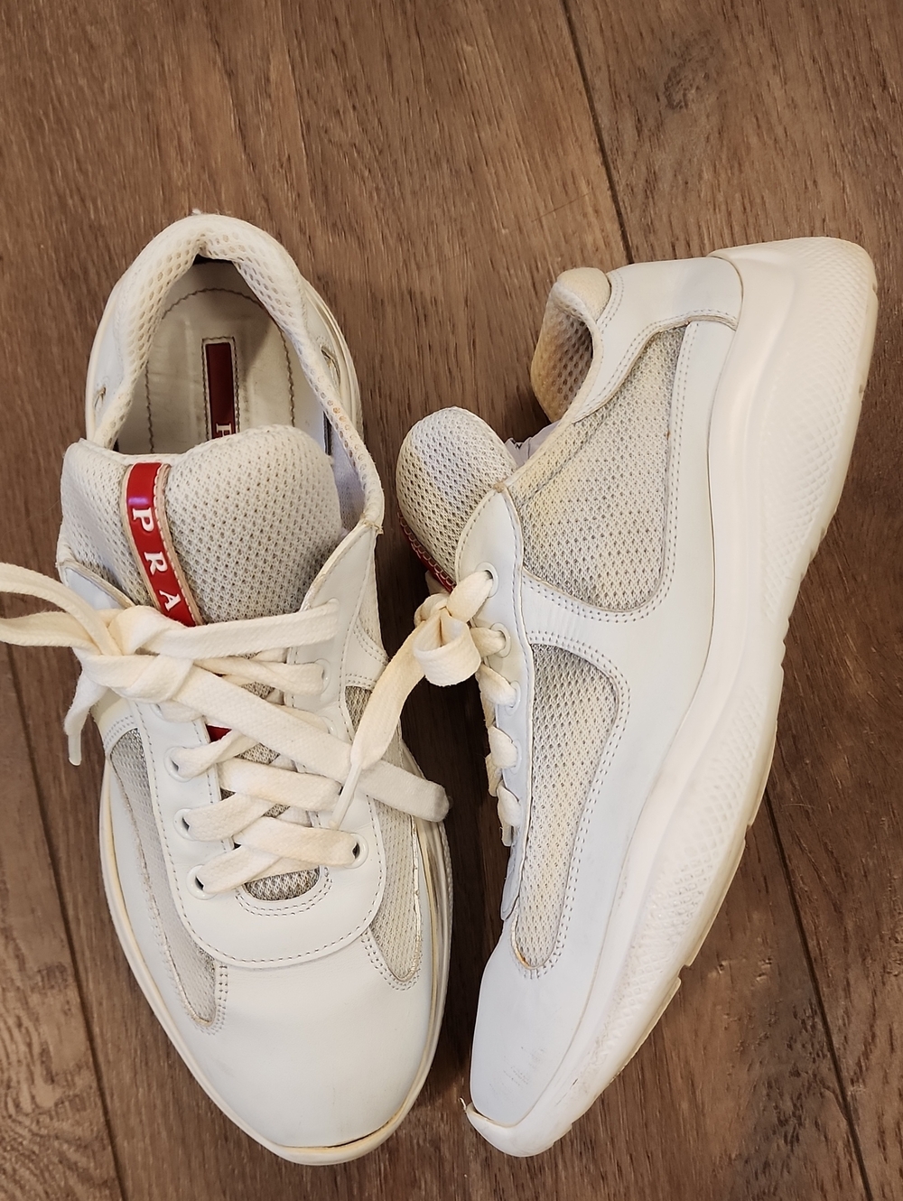Prada America's Cup Sneakers Leather Mesh Classic Luxury Men's size 38.5